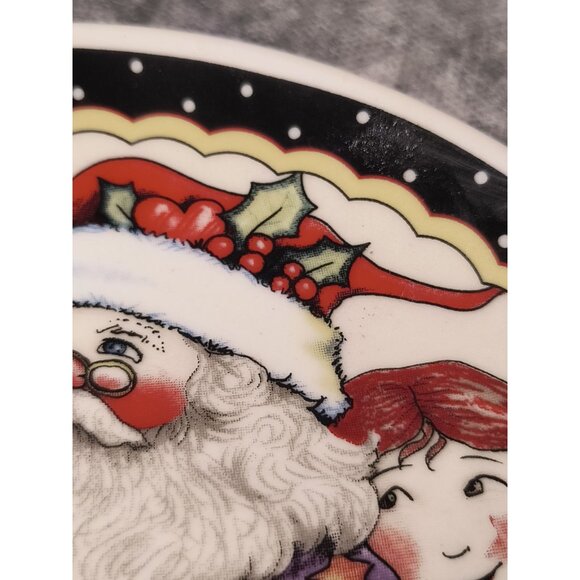 Mary Engelbreit Christmas Decorative Plate Santa & Kids 1990s Collectible Holida - Picture 5 of 6